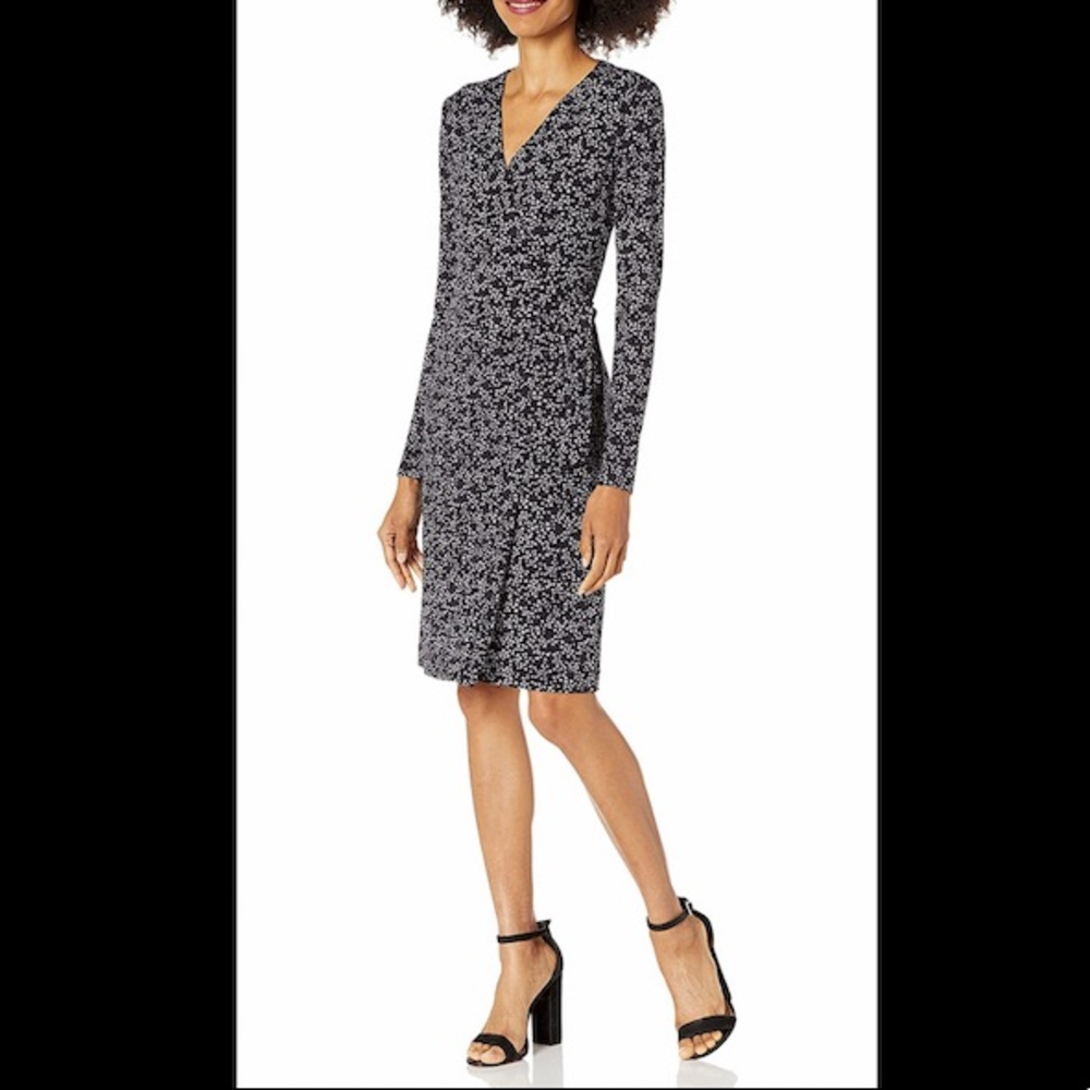 Lark & Ro Long Sleeve Wrap Dress, Size M